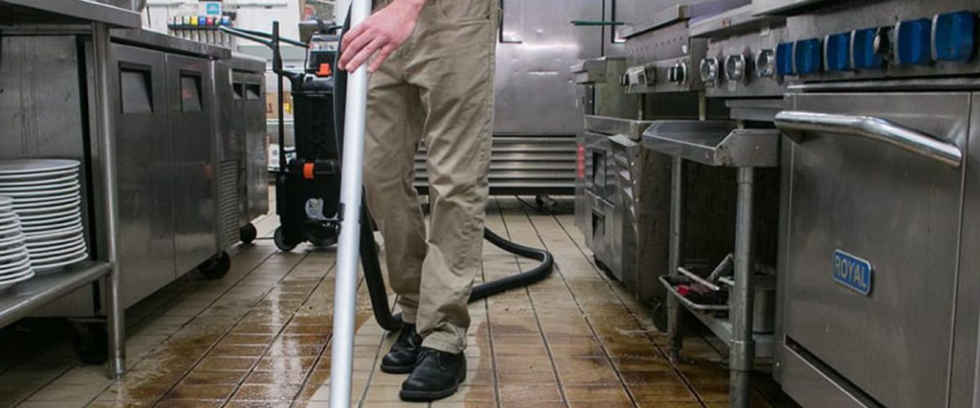 How to clean a greasy commercial kitchen floor?